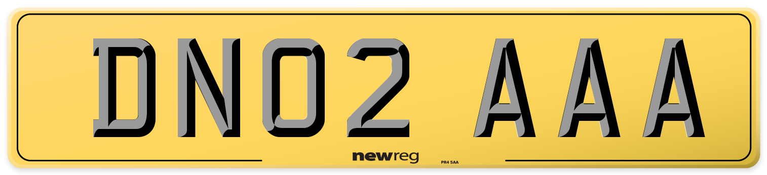 DN02 AAA Rear Number Plate