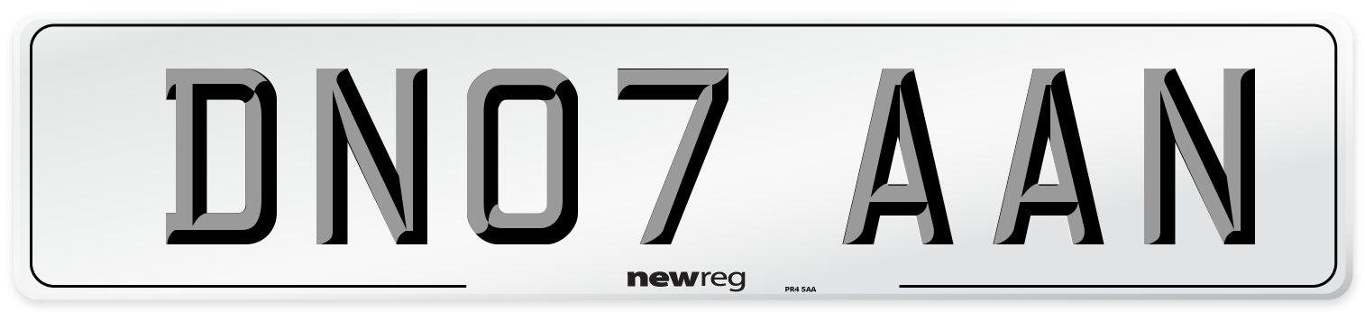 DN07 AAN Front Number Plate