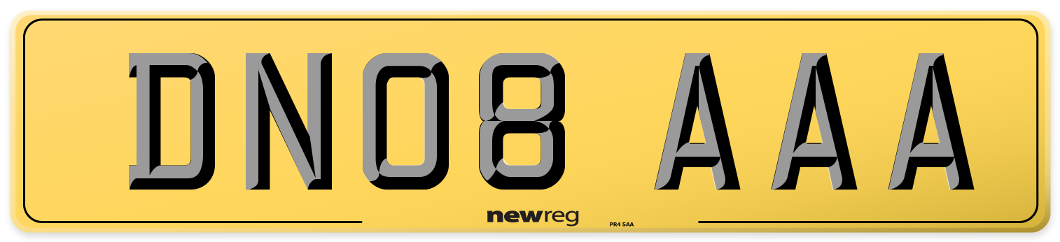 DN08 AAA Rear Number Plate