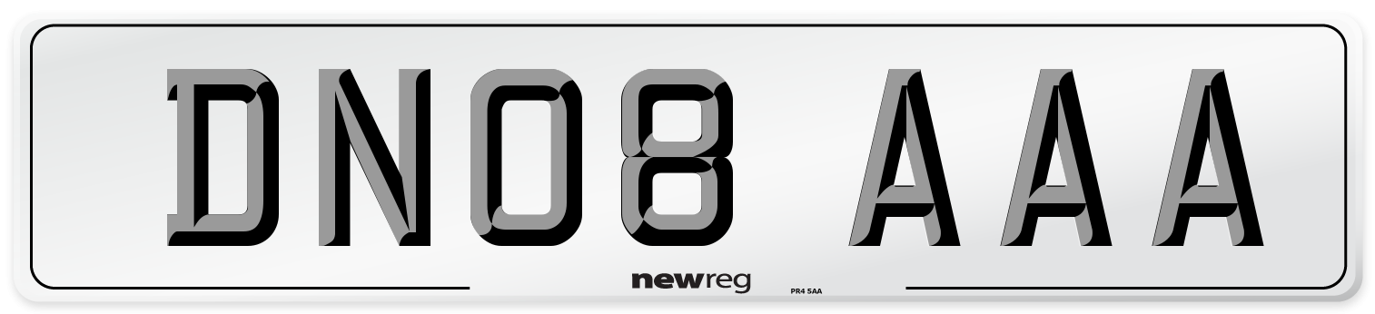 DN08 AAA Front Number Plate