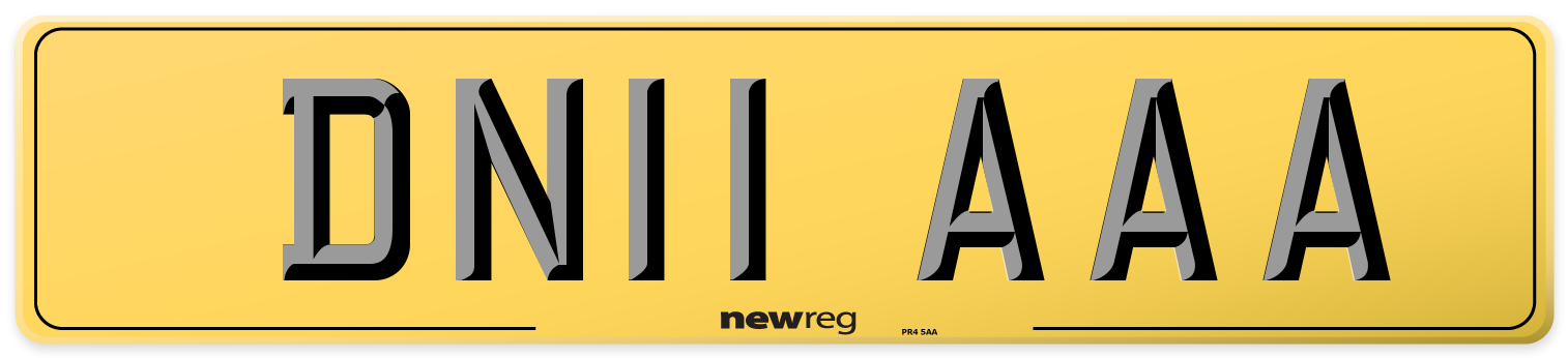 DN11 AAA Rear Number Plate
