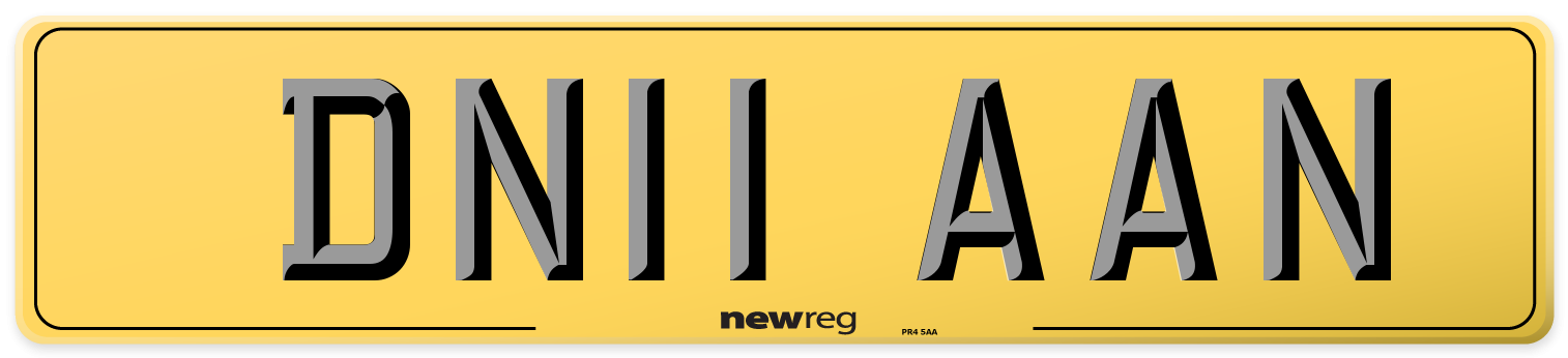 DN11 AAN Rear Number Plate