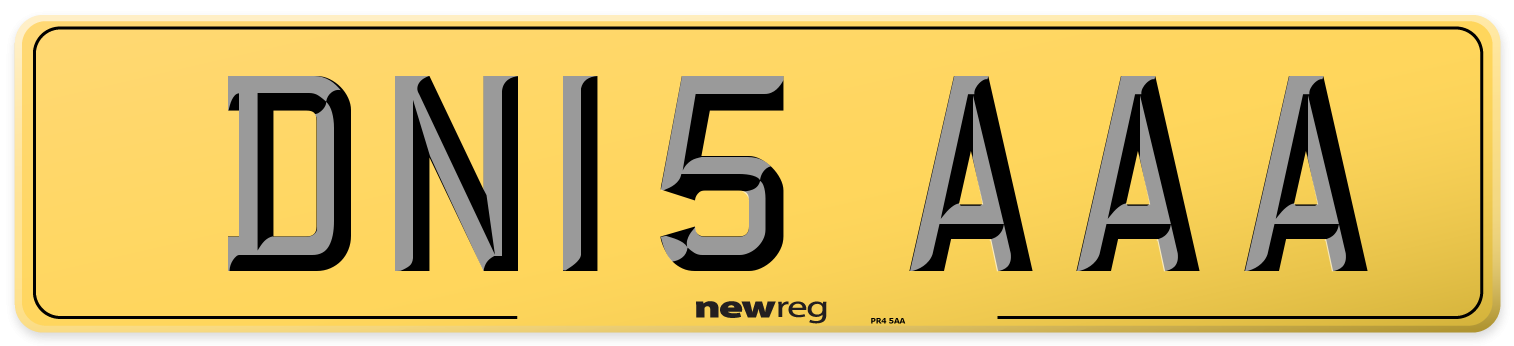 DN15 AAA Rear Number Plate