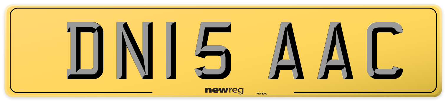 DN15 AAC Rear Number Plate