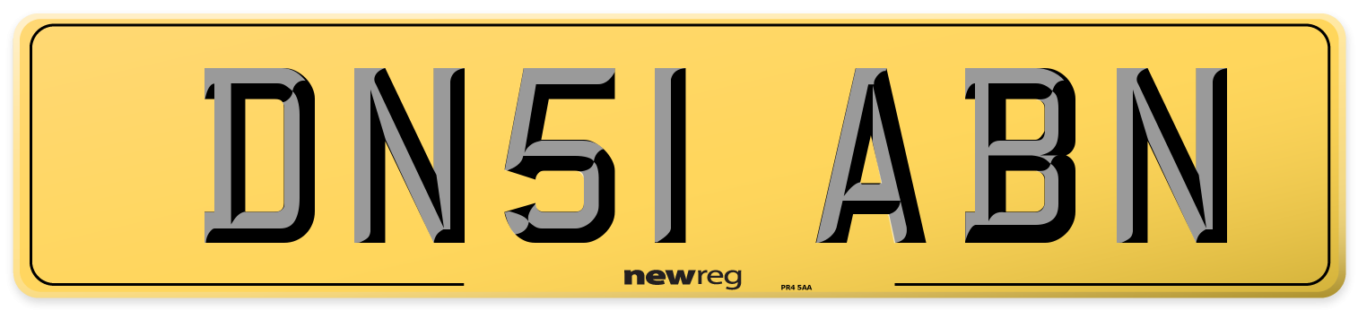 DN51 ABN Rear Number Plate