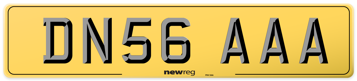 DN56 AAA Rear Number Plate