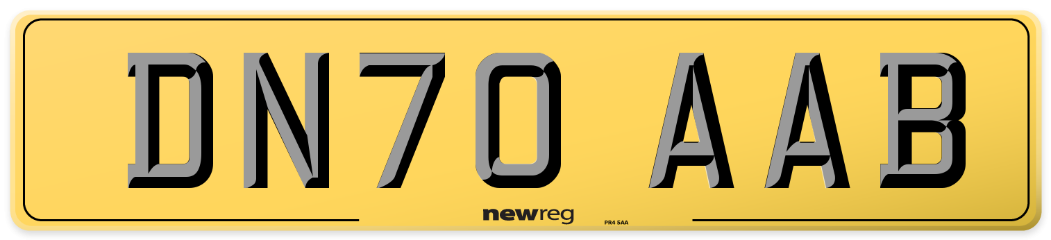 DN70 AAB Rear Number Plate