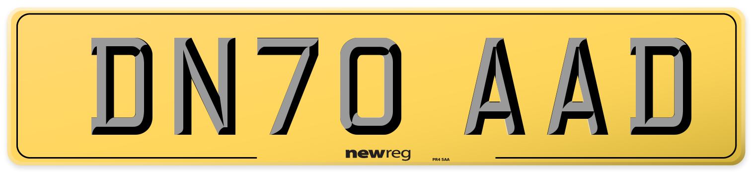 DN70 AAD Rear Number Plate
