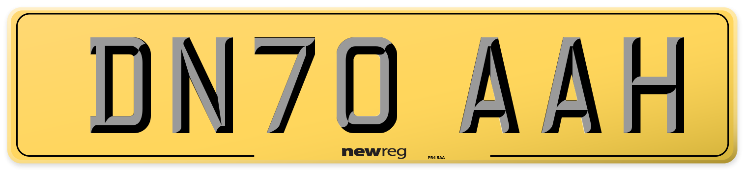 DN70 AAH Rear Number Plate
