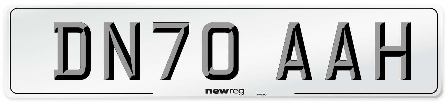 DN70 AAH Front Number Plate