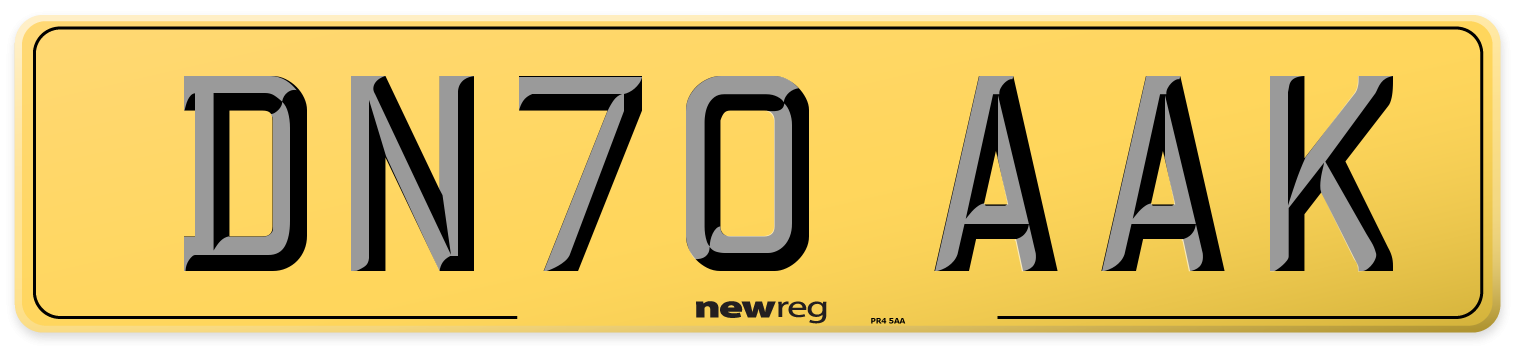 DN70 AAK Rear Number Plate