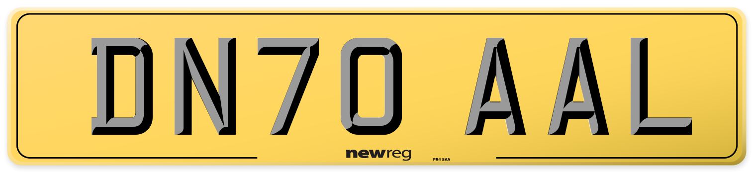 DN70 AAL Rear Number Plate