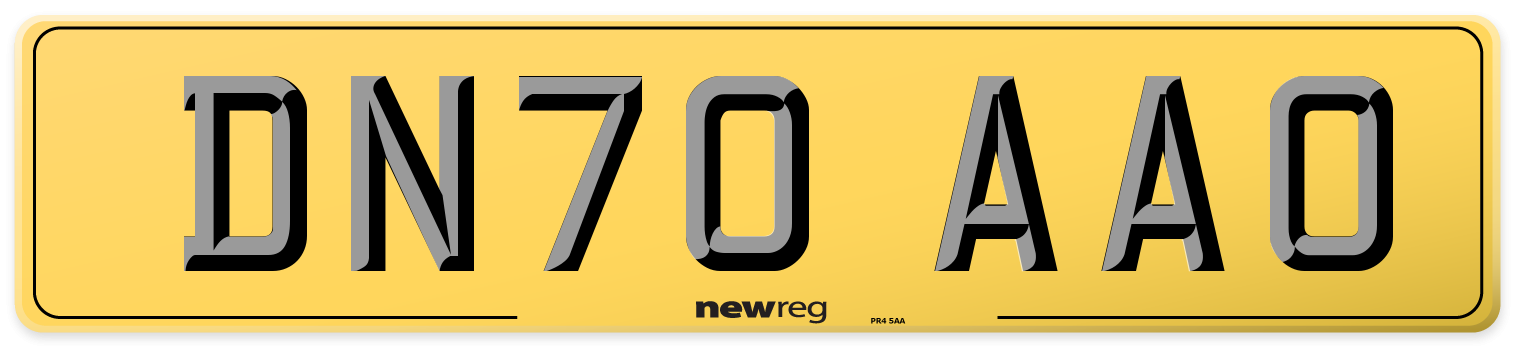 DN70 AAO Rear Number Plate
