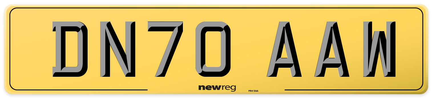 DN70 AAW Rear Number Plate
