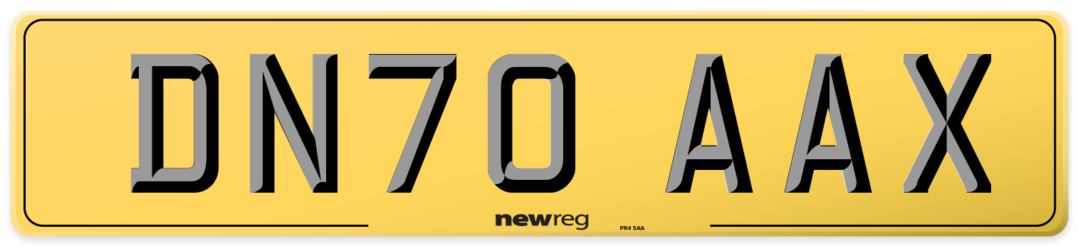 DN70 AAX Rear Number Plate