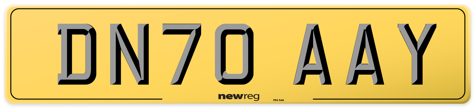 DN70 AAY Rear Number Plate