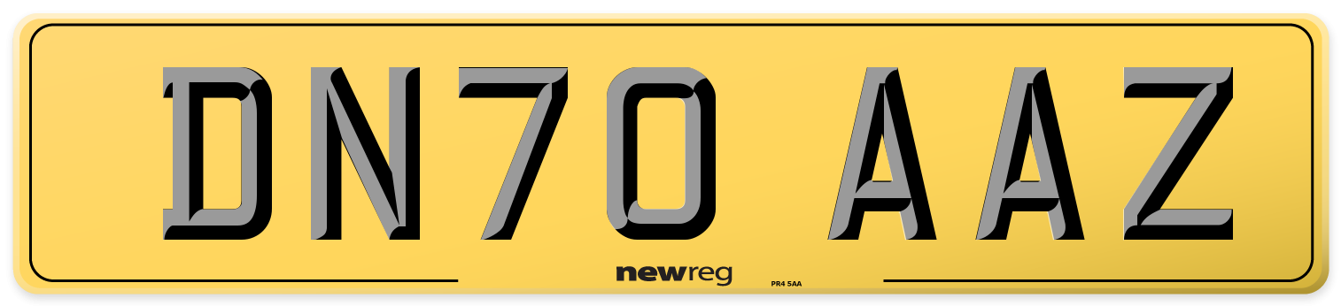 DN70 AAZ Rear Number Plate