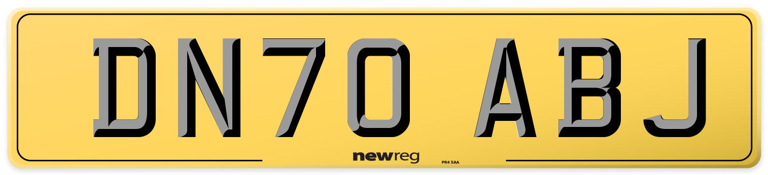 DN70 ABJ Rear Number Plate