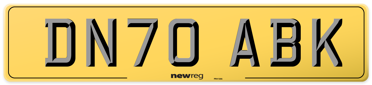 DN70 ABK Rear Number Plate