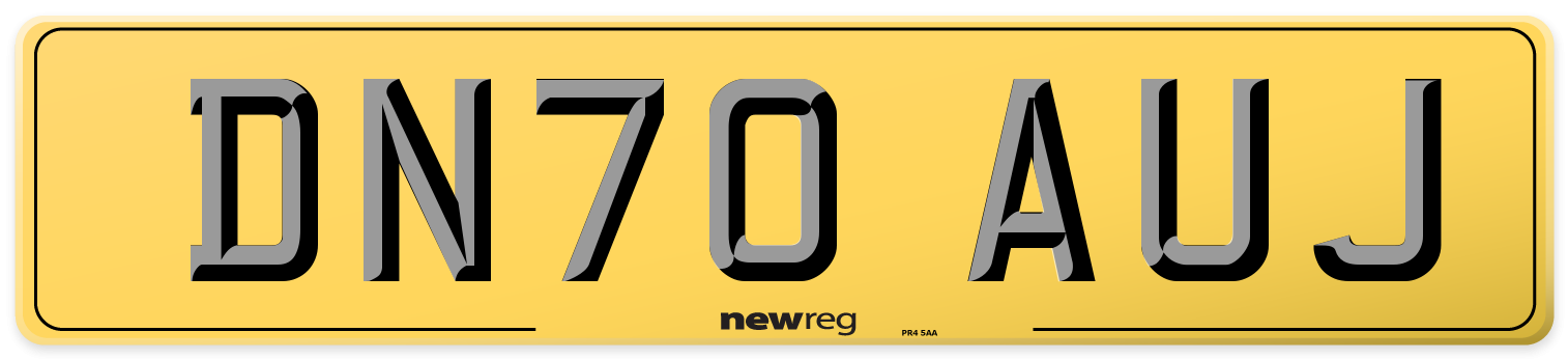 DN70 AUJ Rear Number Plate