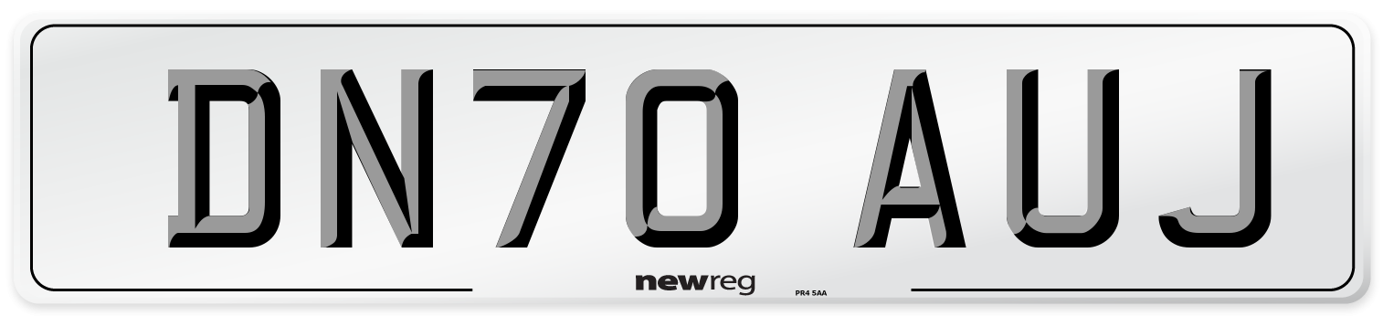 DN70 AUJ Front Number Plate