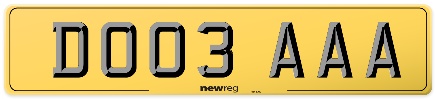 DO03 AAA Rear Number Plate