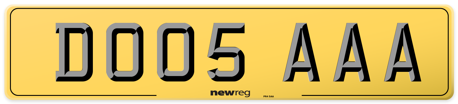 DO05 AAA Rear Number Plate