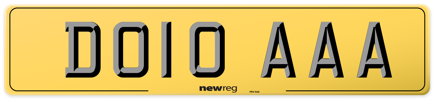 DO10 AAA Rear Number Plate