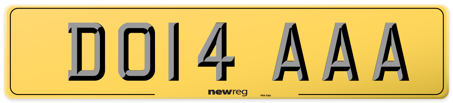 DO14 AAA Rear Number Plate