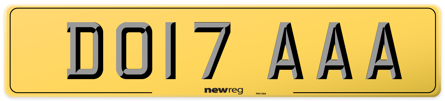DO17 AAA Rear Number Plate