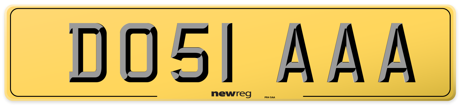 DO51 AAA Rear Number Plate