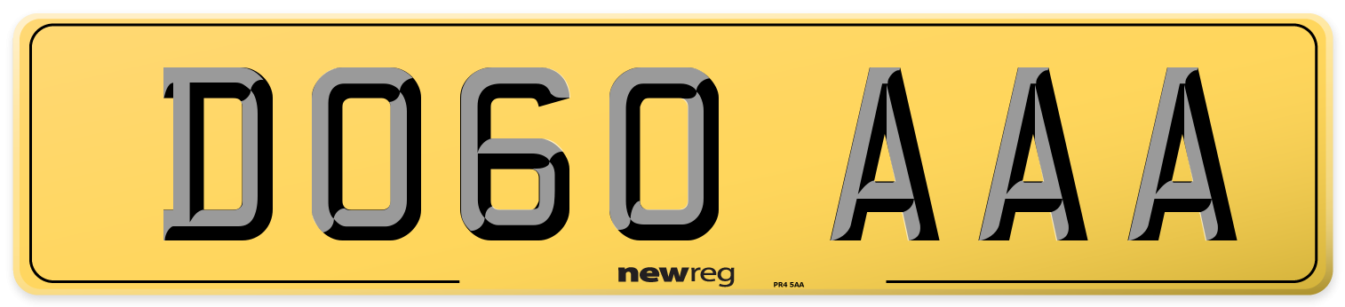 DO60 AAA Rear Number Plate