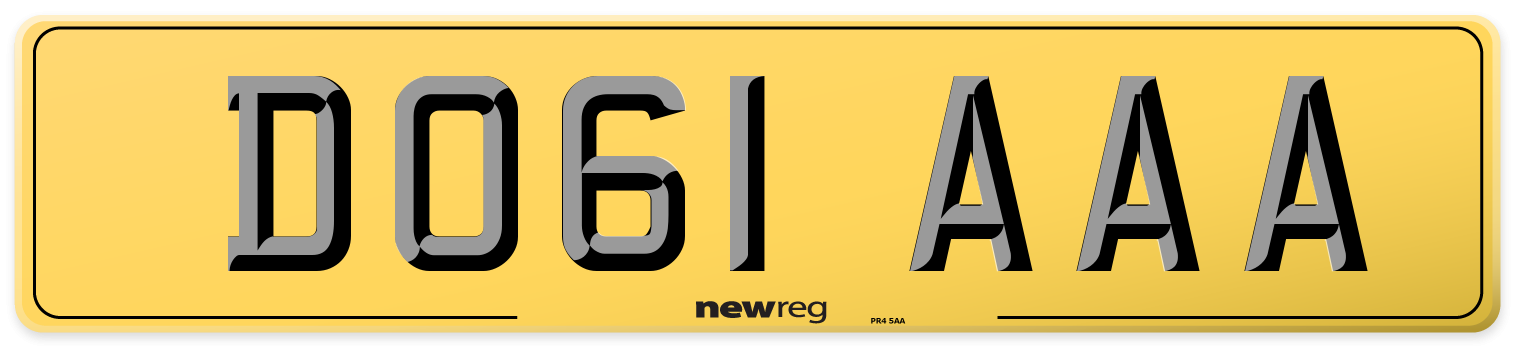 DO61 AAA Rear Number Plate