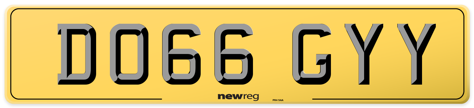 DO66 GYY Rear Number Plate