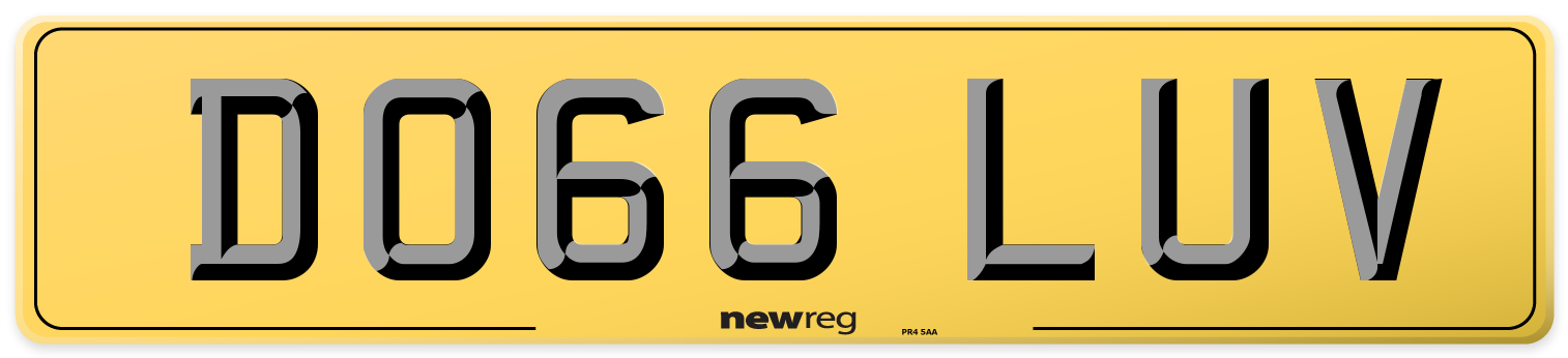 DO66 LUV Rear Number Plate