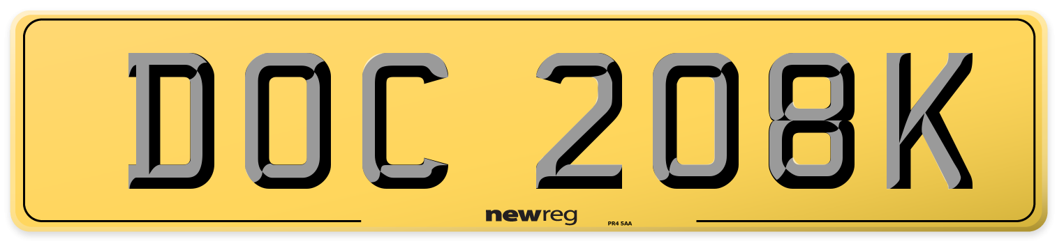 DOC 208K Rear Number Plate