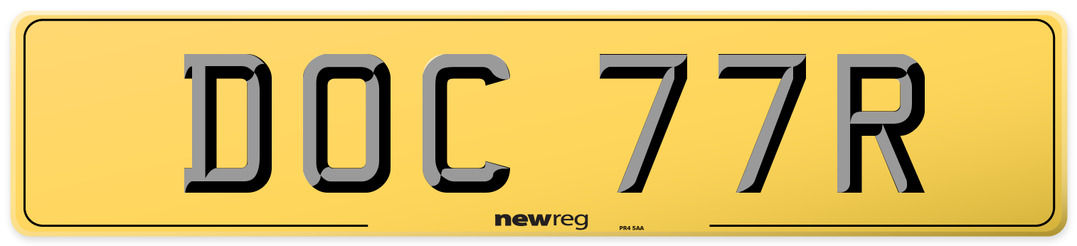 DOC 77R Rear Number Plate