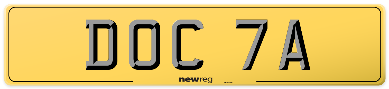 DOC 7A Rear Number Plate