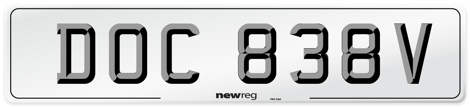 DOC 838V Front Number Plate