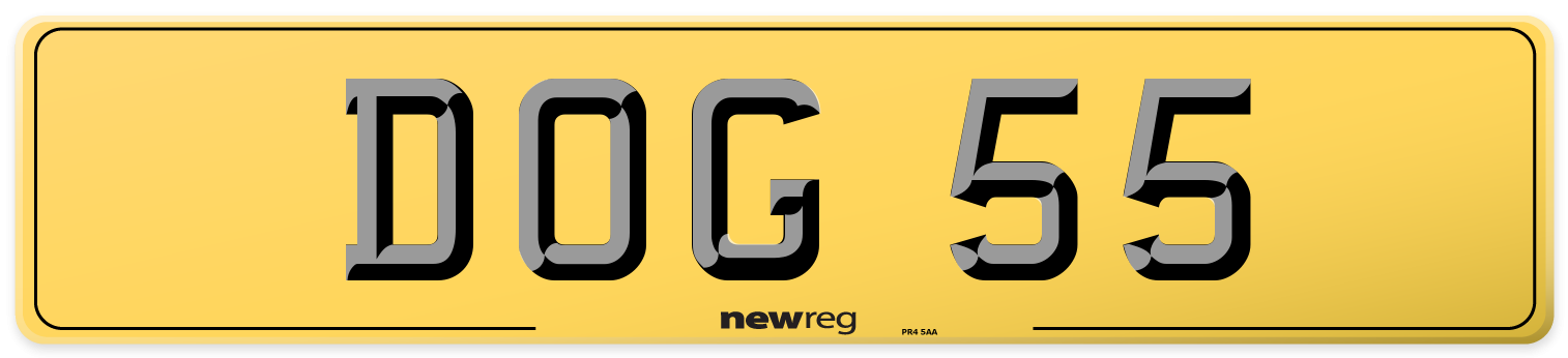DOG 55 Rear Number Plate