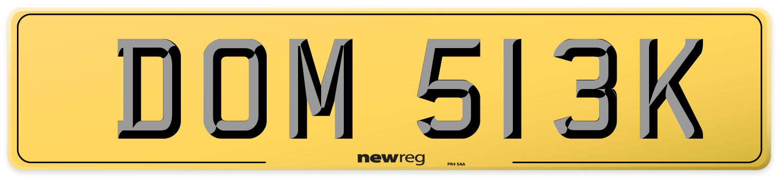 DOM 513K Rear Number Plate