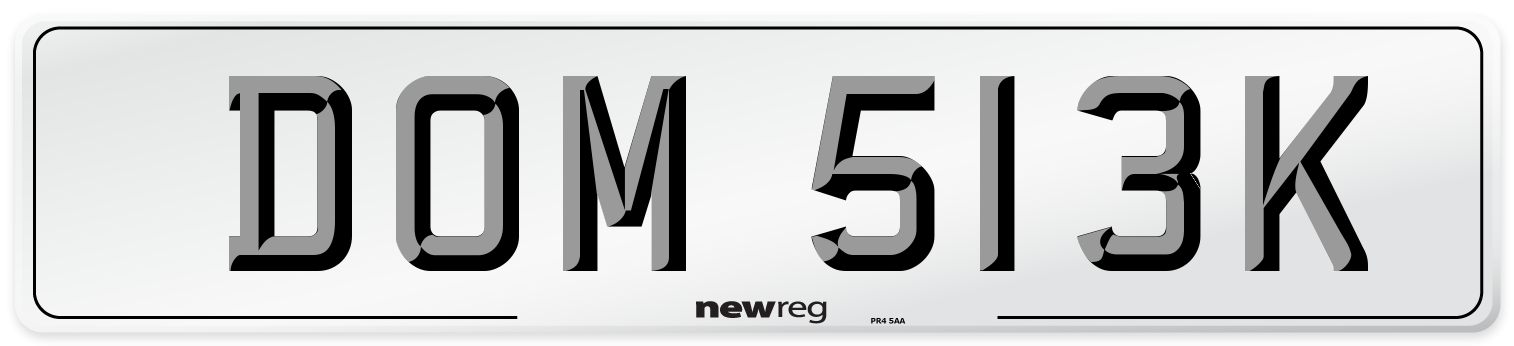 DOM 513K Front Number Plate