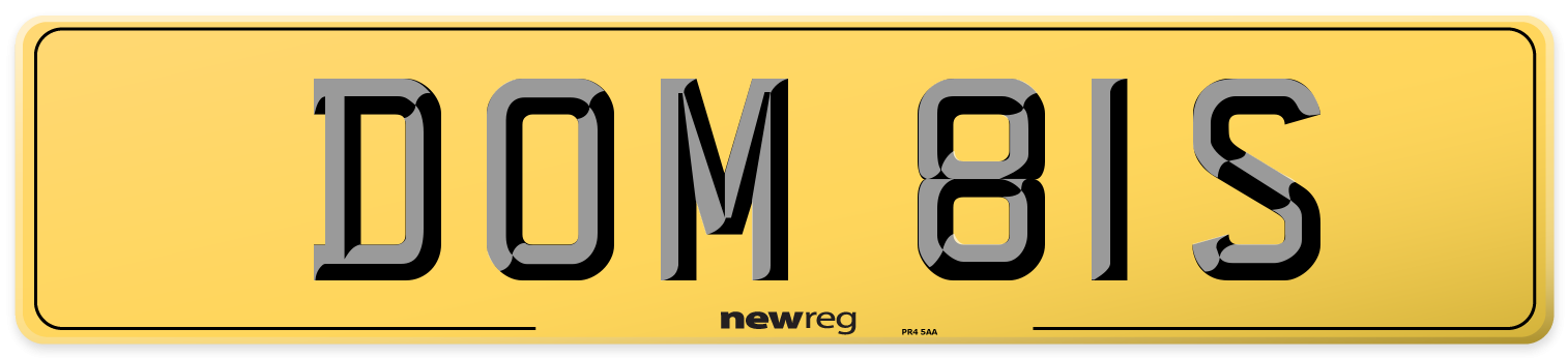 DOM 81S Rear Number Plate