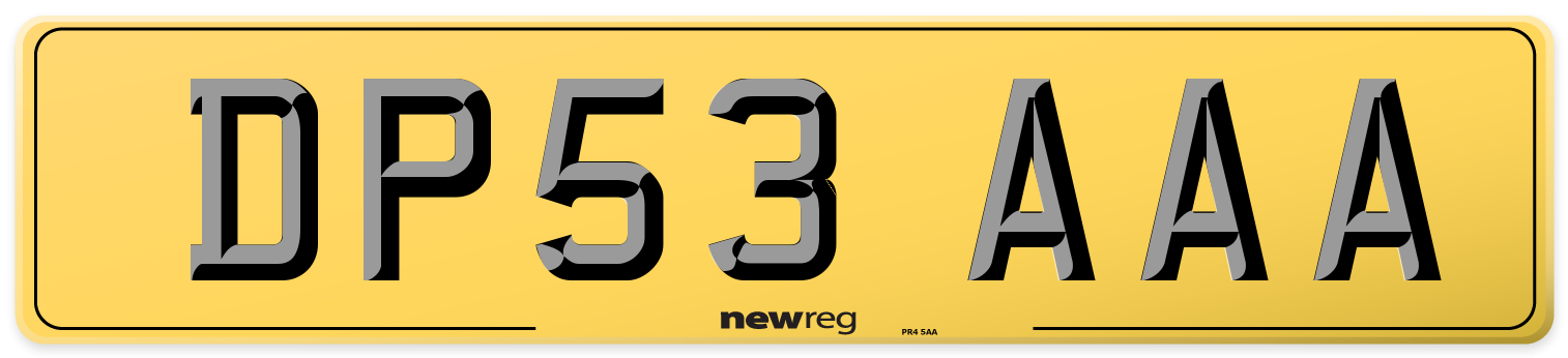 DP53 AAA Rear Number Plate