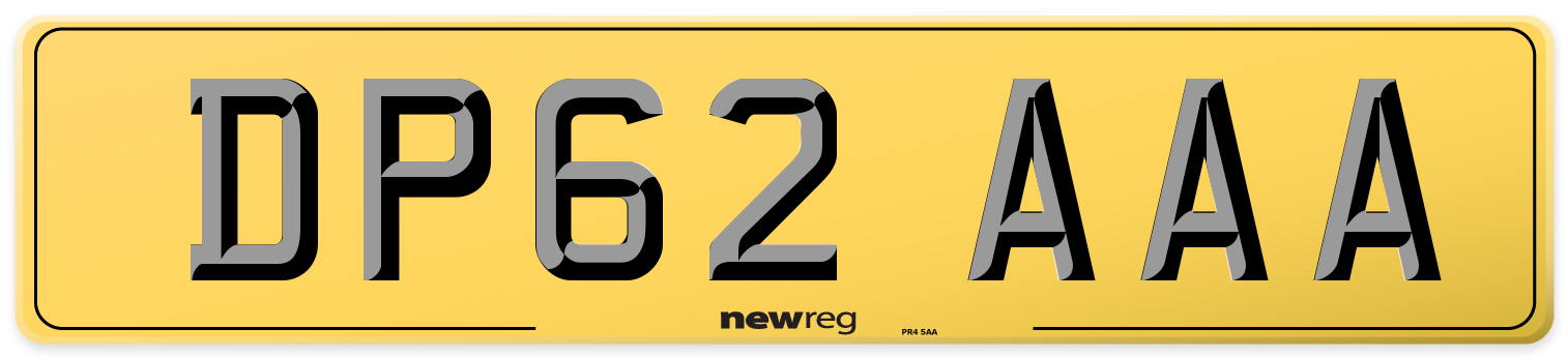 DP62 AAA Rear Number Plate