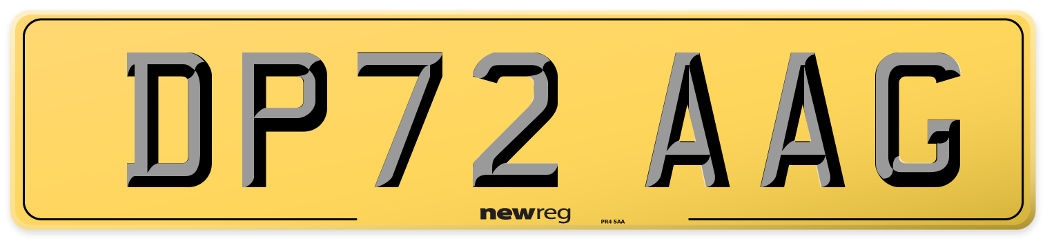 DP72 AAG Rear Number Plate