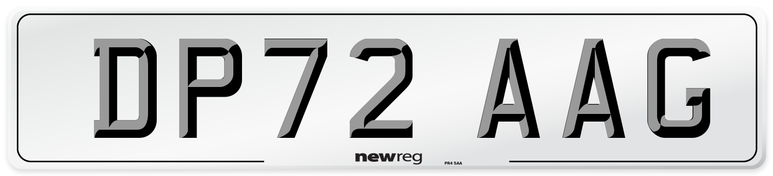 DP72 AAG Front Number Plate