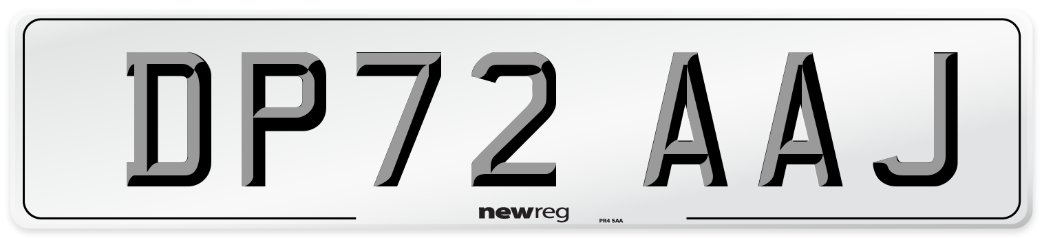 DP72 AAJ Front Number Plate
