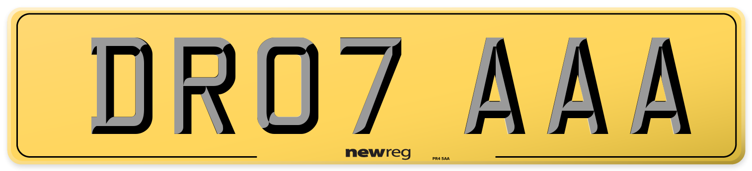 DR07 AAA Rear Number Plate