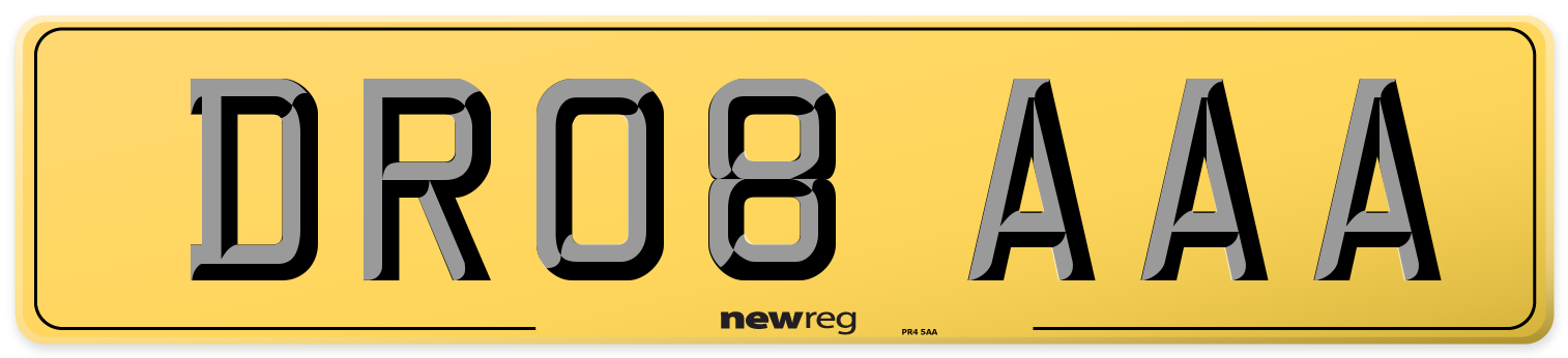 DR08 AAA Rear Number Plate